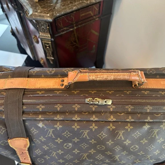 Louis Vuitton Brown Monogram Travel Bag with Leather Trim